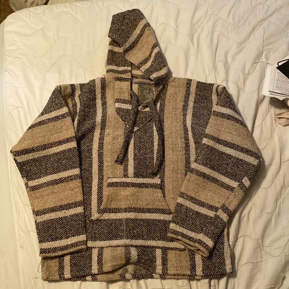 Tan and black striped Baja Hoodie